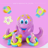 Nuby Floating Purple Octopus with 3 Hoopla Rings Interactive Bath Toy Kids Toddlers